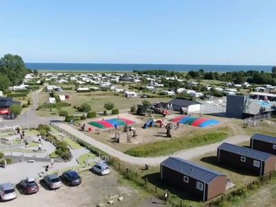 Campsite and aerial sea view
