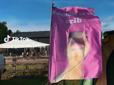 Bandiera fuori da una tenda
